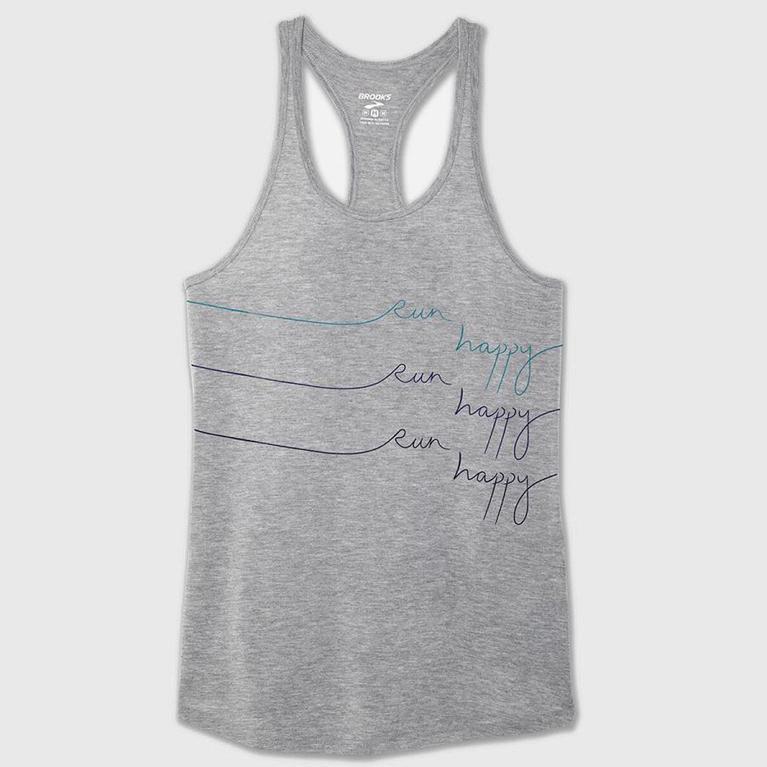 Brooks Distance Graphic Womens Running Tank Top - Grey - Philippines (720849IOC)